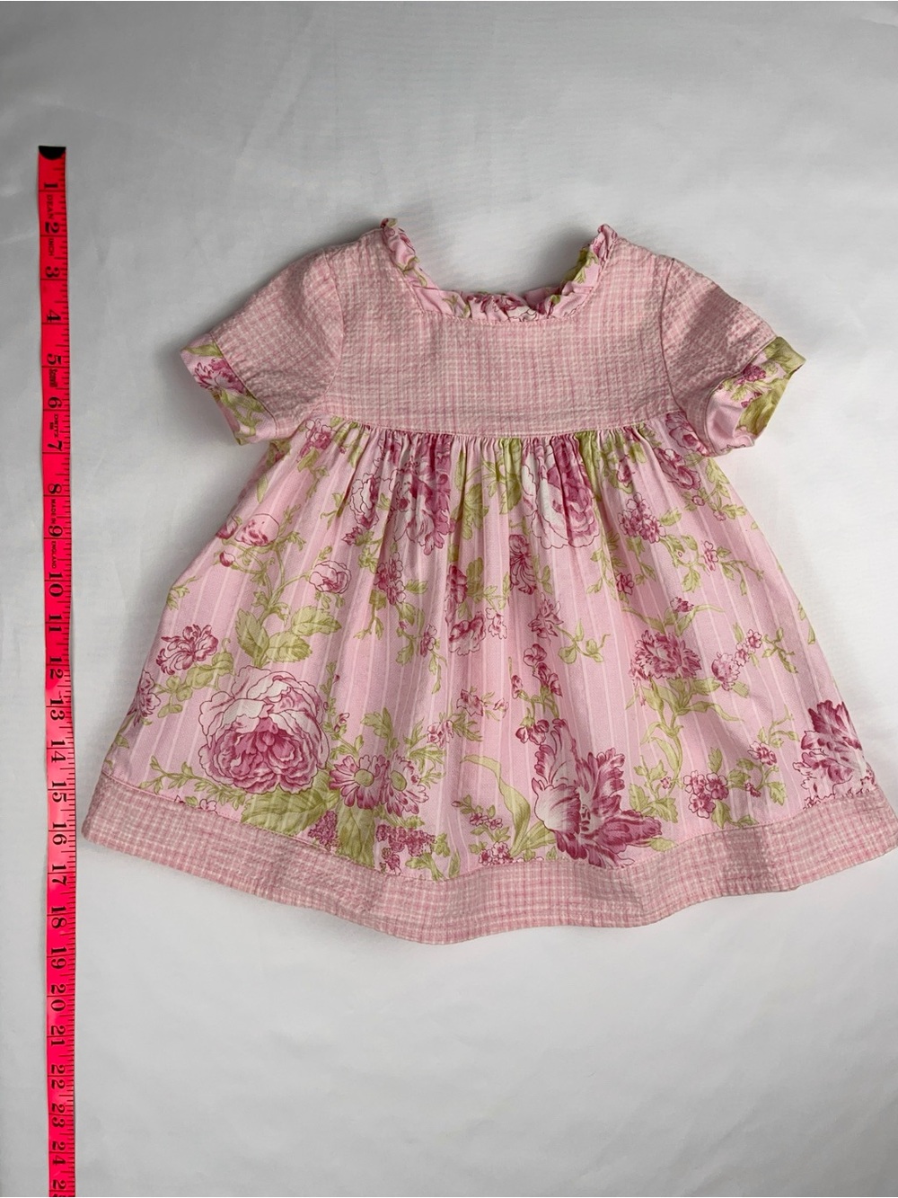 Baby Lulu 1990s Vintage Pink Floral Cotton Dress Size 9 Months - Picture 3 of 9
